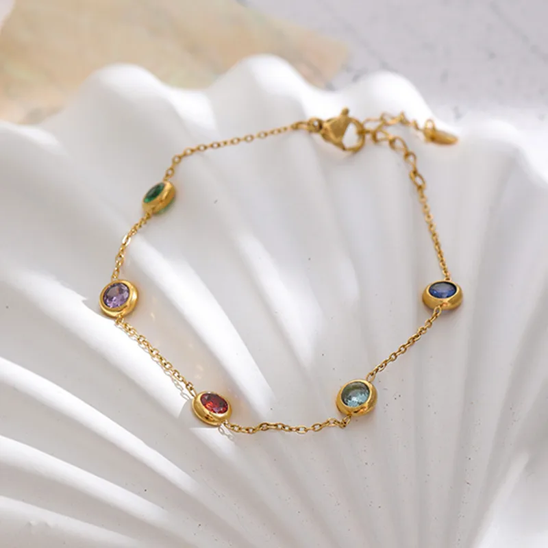Simple Style Geometric 304 Stainless Steel 18K Gold Plated Artificial Rhinestones Stainless Steel Bracelets In Bulk