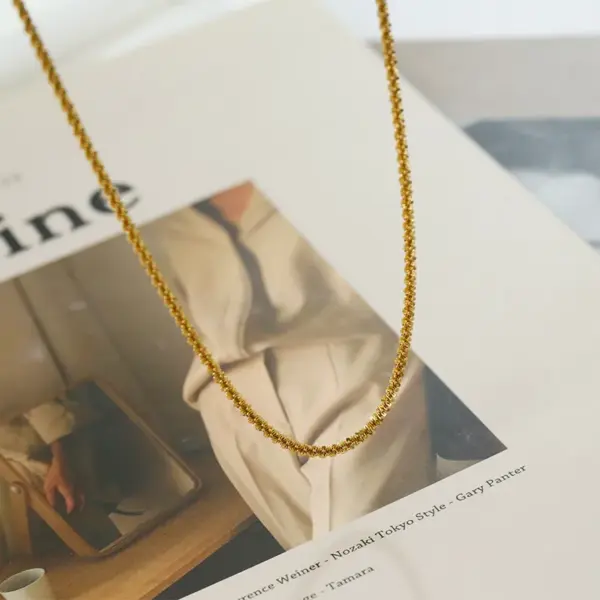 Wholesale PVD Coated Real Gold Plated 18K Gold Solid Color 304 Stainless Steel IG Style Simple Style Waterproof Non Tarnish 304 Stainless Steel Necklace