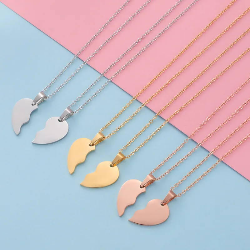 Wholesale 304 Stainless Steel Heart Shape PVD Coated 18K Real Gold Plated Simple Style Waterproof Non Tarnish Necklace
