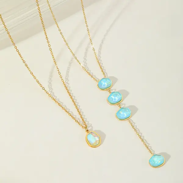 Wholesale Jewelry Elegant Modern Style Irregular Geometric 304 Stainless Steel Zircon 18K Gold Plated Plating Inlay Pendant Necklace Cable Chain