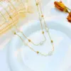 304 Stainless Steel Imitation Pearl Solid Color PVD Coated 18K Gold Plated Baroque Style Beaded Plating Layered Necklaces