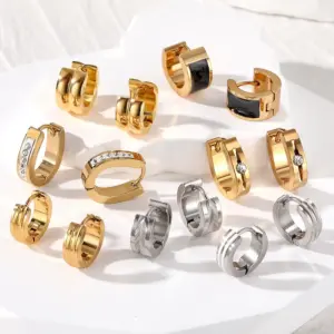 Wholesale 1 Pair Simple Style Color Block Inlay 201 Stainless Steel Zircon Earrings