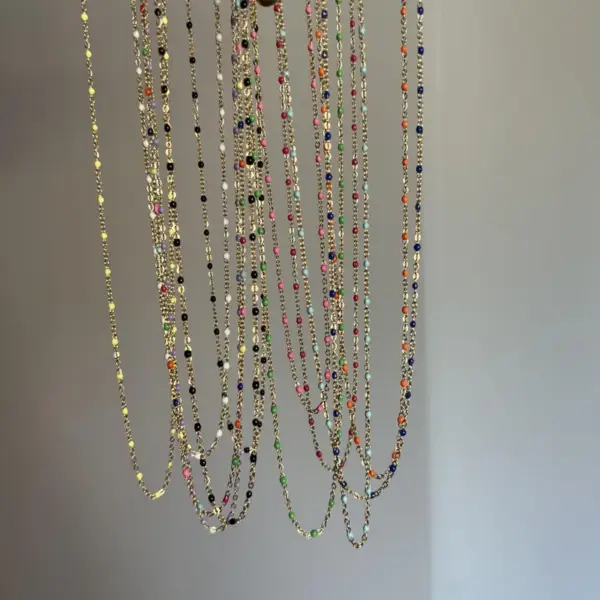 Wholesale PVD Coated Real Gold Plated 16K White Plating Color Block 304 Stainless Steel Casual Modern Style Waterproof Non Tarnish Necklace