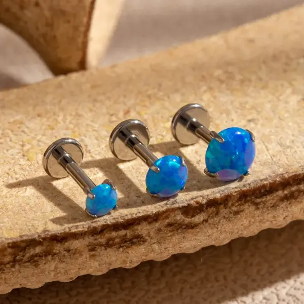 Wholesale 1 Piece Ear Cartilage Rings & Studs Simple Style Round 316L Stainless Steel Waterproof Non Tarnish Surgical Steel October Birthstone Opal 18K Gold Plated Ear Cartilage Rings & Studs