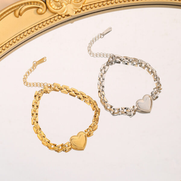 Wholesale Good-looking South Korea New Titanium Steel Love Strap Bracelet Women's Fashion All-match Thick Chain Light Luxury Niche Design Sense