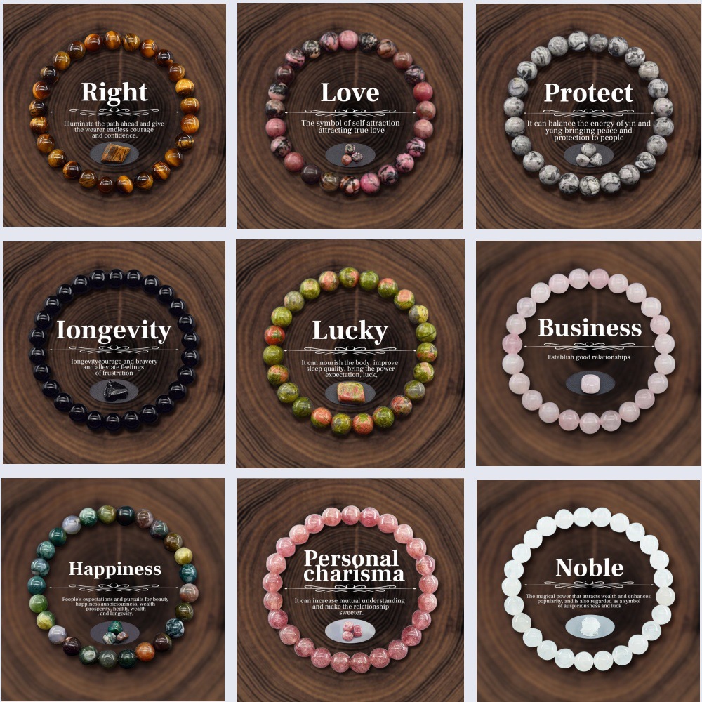Wholesale Hot Cross-border Natural Crystal Bracelet 8mm temu Heyen Explosions Stretching Line Tiger Eye Bracelet Women's