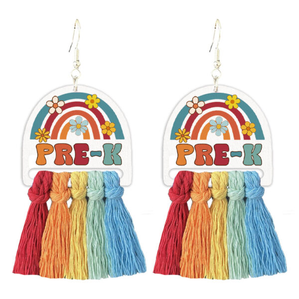 Wholesale Amazon Cross Border School Season Earrings Teacher Gift Back to School Girl Earrings Colorful Tassel Rainbow Bohemia