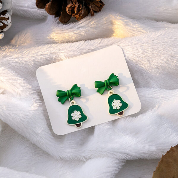 Wholesale Christmas Elk Bell Bow Earrings Ear Jewelry