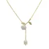 Simple Style Square Flower Bow Knot Alloy Inlay Artificial Pearls Rhinestones Women's Necklace