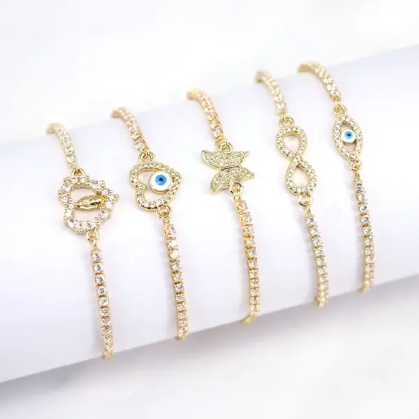 Wholesale Fashion Geometric Copper Artificial Gemstones Bracelets In Bulk