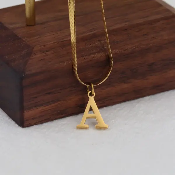 Real Gold Plated Letter 304 Stainless Steel Fashion Waterproof Non Tarnish Pendant Necklace