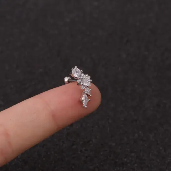 316L Stainless Steel Copper Zircon Ear Cartilage Rings & Studs Geometric Waterproof Non Tarnish Surgical Steel