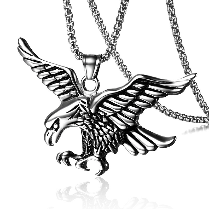 Wholesale Stainless Steel Necklace Titanium Steel Men's Eagle Wing Pendant Electroplated Gold European and American Fashion Jewelry
