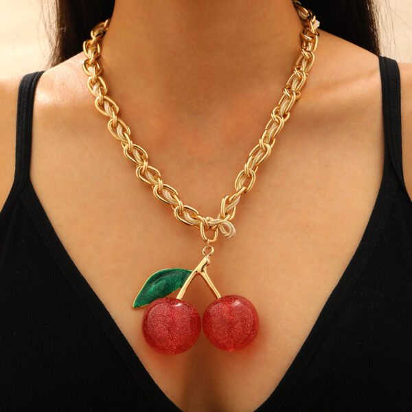 Wholesale Exaggerated red cherry fruit pendant