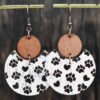 Wholesale Cork Leather Dog Paw Crescent Earrings