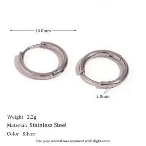 Classic Solid Ear Ring-Silver-16mm