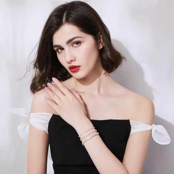 Wholesale Shiny Geometric Brass Zircon Tennis Chain Bracelets In Bulk