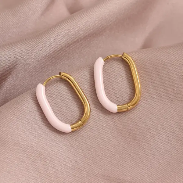 Wholesale PVD Coated Real Gold Plated U Shape 304 Stainless Steel Synthetic Resin IG Style Simple Style Waterproof Non Tarnish 304 Stainless Steel Earrings