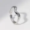 Wholesale PVD Coated Real Gold Plated Waves Stainless Steel Simple Style Waterproof Non Tarnish Open Ring