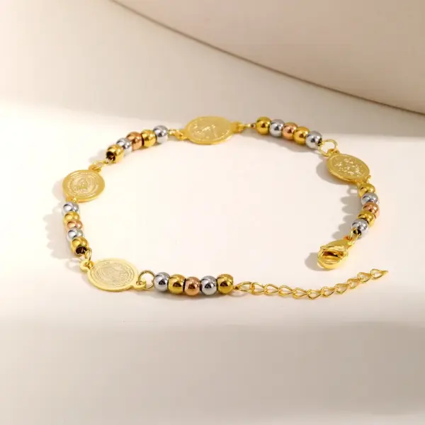 Wholesale PVD Coated Real Gold Plated 18K Gold Rose Gold Plated Geometric 201 Stainless Steel Casual Waterproof Non Tarnish 201 Stainless Steel Bracelets