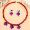 Wholesale European and American Halloween Creative Earrings Solid Color Bat Ghost Beaded Acrylic Necklace Personalized Jewelry Set for Women
