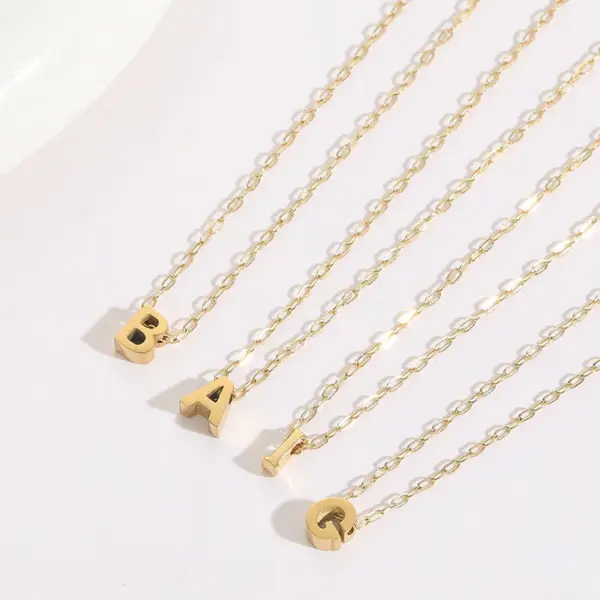 Wholesale PVD Coated Letter 304 Stainless Steel Casual Classic Style Streetwear Waterproof Non Tarnish 304 Stainless Steel Pendant Necklace