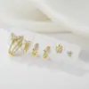 Wholesale 1 Set Sweet Simple Style Geometric Butterfly Inlay Brass Zircon 18K Gold Plated Earrings Ear Studs