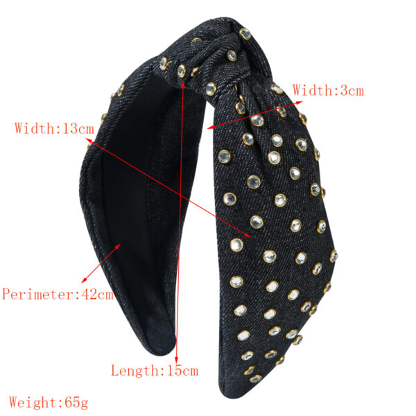 oly-7861439731ca2cb073a60c5a096f633d Wholesale Korean-style Fashion Denim Fabric Knot High Cranial Top Headband Women's Simple Diamond-encrusted All-match Elegant Hair Accessories Hair Clips
