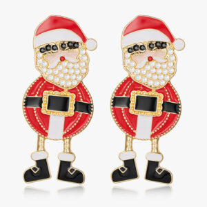Wholesale Santa Claus enamel and pearl earrings