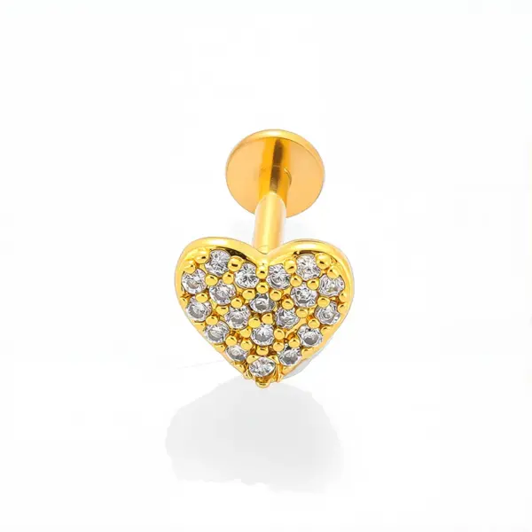 1 Piece Lip Rings Casual Nordic Style Punk Geometric Paw Print Heart Shape 316L Stainless Steel Waterproof Non Tarnish Surgical Steel Zircon Ion Plating (IP) 18K Gold Plated Lip Rings Ear Cartilage Rings & Studs Nose Rings & Studs