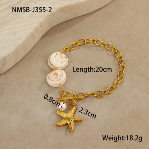 Nmsb-j355-2 round shell bracelet / 18K