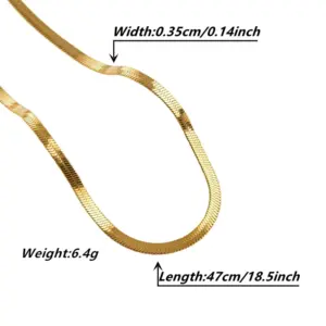 Vacuum Plating Real Gold Plated 18K Solid Color 304 Stainless Steel Retro Classic Style Commute Waterproof Non Tarnish Necklace