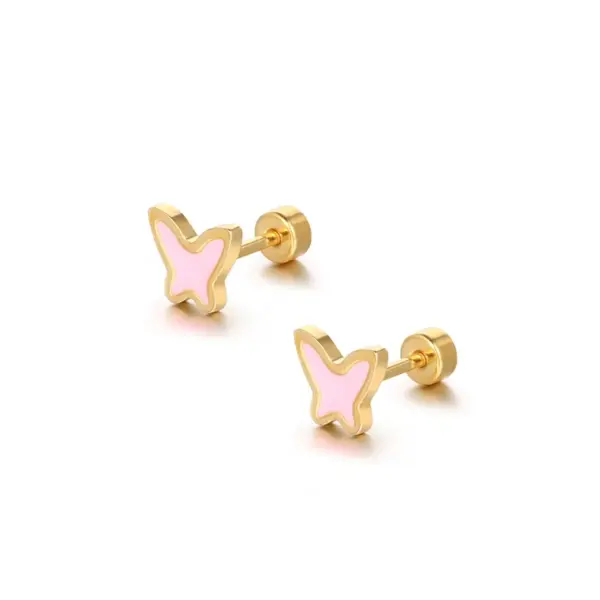 Wholesale 1 Piece Sweet Butterfly Plating 304 Stainless Steel Ear Studs