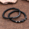 Wholesale Foreign trade jewelry black frosted wear copper with zirconium diamond ball flying saucer long bracelet set wholesale men's woven bracelet