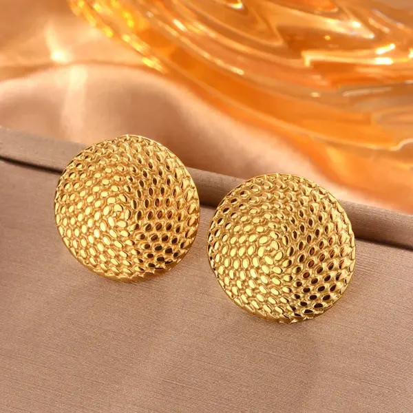 Wholesale PVD Coated 18K Gold Plated Sector Leaves Heart Shape 304 Stainless Steel Simple Style Waterproof Non Tarnish Ear Studs
