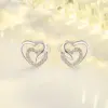 Wholesale Fashion Heart Shape Copper Inlay Zircon Ear Studs 1 Pair