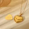 Wholesale Jewelry French Style Letter Heart Shape 304 Stainless Steel 18K Gold Plated Plating Locket Necklace
