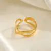 Wholesale PVD Coated Geometric 304 Stainless Steel Simple Style Waterproof Non Tarnish Open Ring