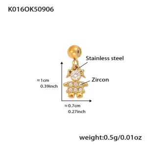 K016-Golden Little Girl Zircon Pendant