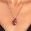 Wholesale European and American Love Rose Necklace Gothic Diablo Design Sense Winding Flower Heart-Shaped Clavicle Chain Birthday Gift