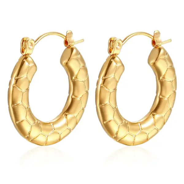 304 Stainless Steel Solid Color Electroplated Golden Plated Simple Style Classic Style Waterproof Non Tarnish Plating Earrings