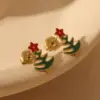 Wholesale 1 Pair Christmas Sweet Simple Style Christmas Tree Santa Claus Enamel 304 Stainless Steel 14K Gold Plated Ear Studs