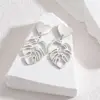 Wholesale 304 Stainless Steel Leaf PVD Coated Stone-Free 18K Real Gold Plated 18K Gold Elegant Waterproof Non Tarnish Hollow Out Gold Silver Earrings