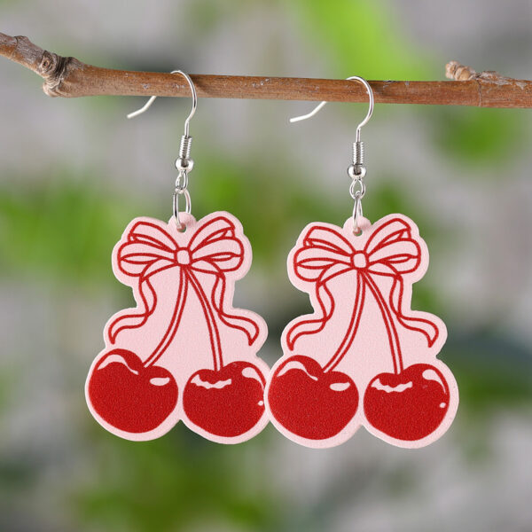oly-7885bb6a73842cffafaedbee0049f13a Wholesale Bowknot Cherry Acrylic Drop Earrings