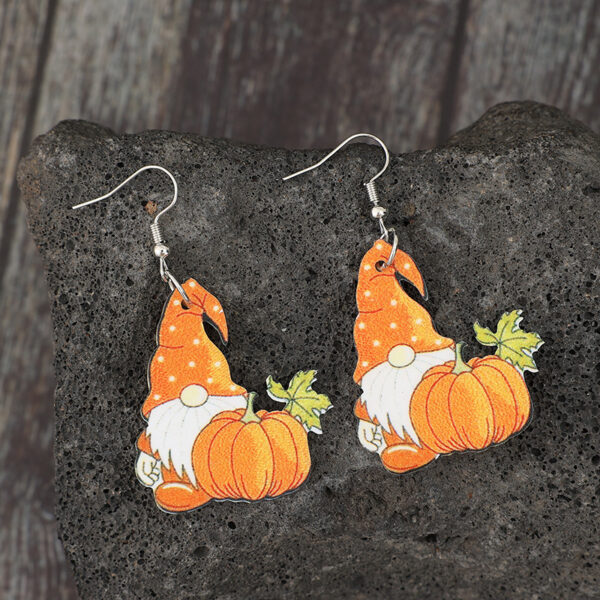Wholesale Thanksgiving Halloween Pumpkin Wooden Retro Earrings