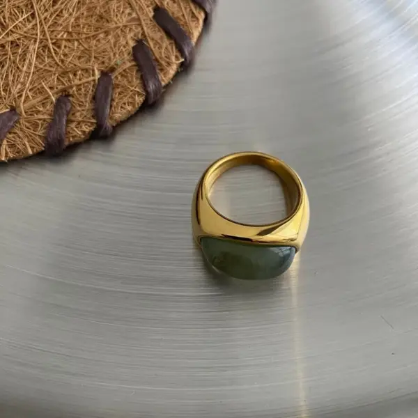 Style Stainless Steel Plated 18K Gold Embedded Zircon Ring Luxury Geometric Pattern Women's Ring For All Seasons