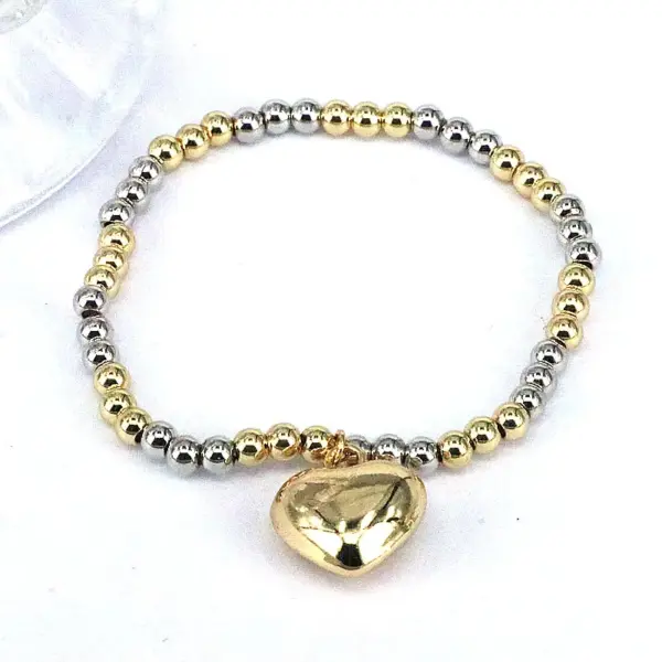Wholesale Fashion Heart Shape Copper Gold Plated Bracelets In Bulk