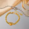 Wholesale PVD Coated Real Gold Plated 18K Gold Heart Shape 304 Stainless Steel Simple Style Waterproof Non Tarnish 304 Stainless Steel Bracelets