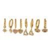 Wholesale PVD Coated Real Gold Plated Hexagram Heart Shape Eye 304 Stainless Steel Streetwear Waterproof Non Tarnish Drop Earrings