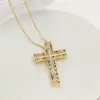Wholesale Jewelry Commute Cross 201 Stainless Steel Glass Zircon Gold Plated Silver Plated Inlay Stainless Steel Necklaces